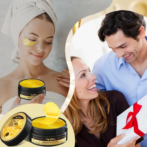 Vista 7 de 60 piezas de parches de oro de 24 K para debajo de los ojos, 30 pares de mascarillas para debajo de los ojos para ojos hinchados y tratamiento