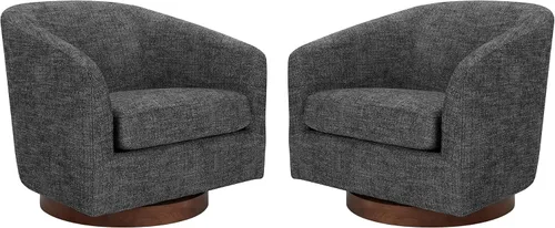 Vista 10 de CHITA Silla Giratoria de Acento, Silla Barrel Tapizada en Terciopelo con Certificación FSC para Sala de Estar, Completamente Ensamblada, Naranja