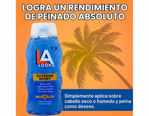 Vista 2 de L.A. Looks Sport Xtreme Hold Gel Hold Level 10+, 20 onzas (paquete de 6)