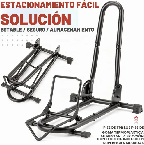 Vista 3 de Soporte de piso para bicicleta de interior, plegable, para garaje/hogar, almacenamiento de bicicletas, estante de estacionamiento para bicicletas