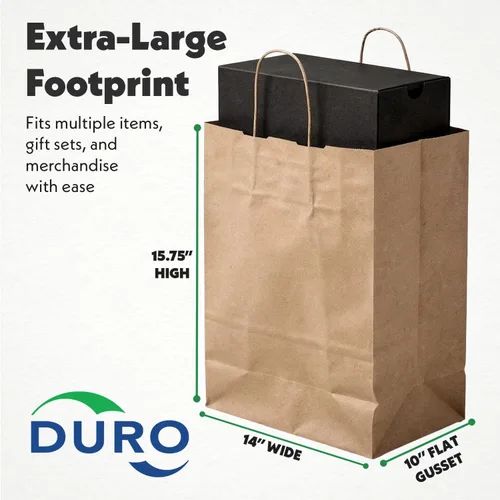 Vista 6 de DURO Bolsa Super Royal Dubl Life Bolsa de compras 65# Kraft reciclado FSC (200 bolsas.)