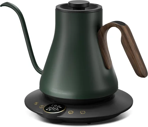 Vista 11 de INTASTING - Hervidor eléctrico de cuello de cisne con control de temperatura de ±1℉ para café y té de infusión, calentamiento rápido, acero