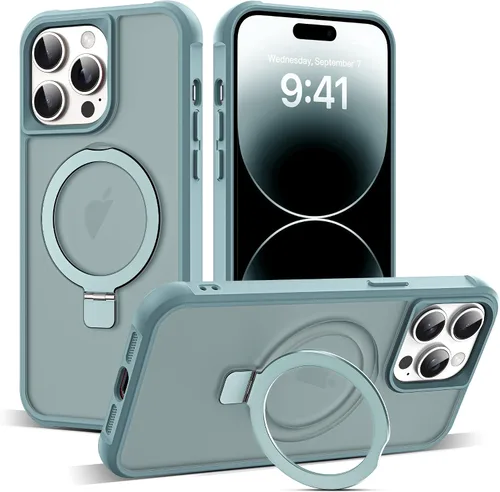 Vista 120 de SKYLMW - Funda compatible con iPhone 11 de 6.1 pulgadas, con soporte magnético invisible tipo anillo, funda translúcida de grado militar, compatible