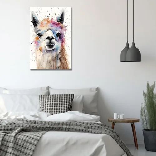 Vista 5 de LZIMU Lienzo de alpaca en acuarela, divertido póster de alpaca, impresiones de lindos animales, obras de arte coloridas para guardería, decoración