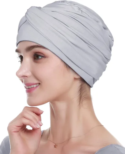 Vista 9 de Alnorm Gorro de quimioterapia, sombrero de viscosa para mujer, turbante para la cabeza para mujer