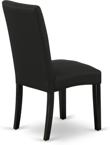 Vista 11 de East West Furniture DLDR5-BLK-24 - Juego de mesa de comedor moderno de 5 piezas, incluye una mesa redonda de madera con gotas y 4 sillas tapizadas