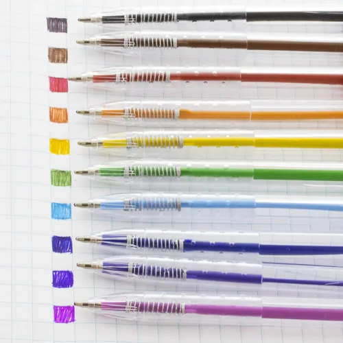 Vista 3 de BAZIC 10 Bolígrafo retráctil de color retractable ballpoint pens in 10 assorted ink colors, 1.0 mm bold, pocket clip, color-coded notes, journaling