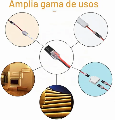 Vista 6 de Conectores de cable, conector de enchufe de doble cable, conector de cable de bajo voltaje, conectores eléctricos de tira de luz LED de 2 pines, sin