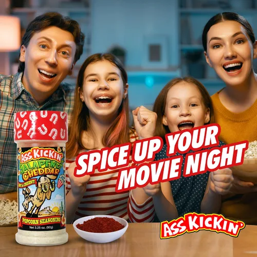 Vista 6 de ASS KICKIN' Condimento de palomitas de maíz cheddar de jalapeño, ideal para palomitas de maíz gourmet o alitas de pollo y carne, rellenos perfectos