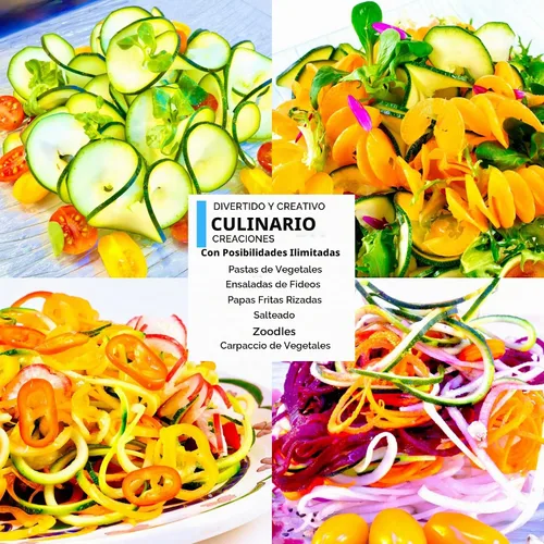 Vista 8 de Impeccable Culinary Objects (ICO) Spiralizer vegetal de metal de 2 hojas, negro., Negro Espiralizador para fideos vegetales para uso
