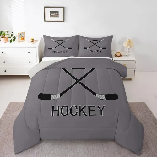 Vista 37 de Erosebridal Edredón de plumón de hockey sobre hielo, juego de edredón de jugador de hockey para adolescentes, niños y hombres, juego de ropa de cama