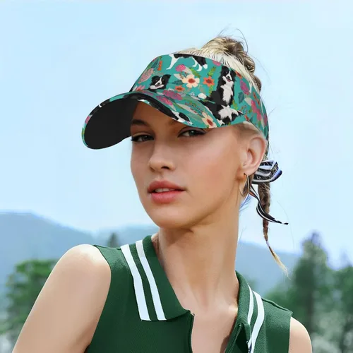 Vista 6 de Gorra de visera de protección solar para adultos, con estampado de libros, ajustable, para playa, piscina, golf, tenis, unisex