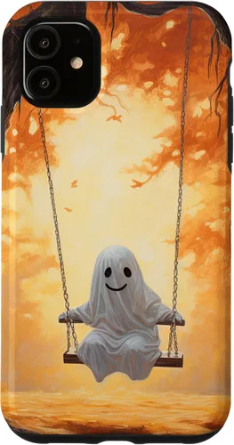 Vista 5 de iPhone 15 Cute Ghost On A Swing Haunted Forest Spooky Autumn Case