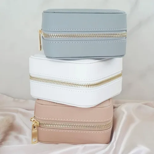 Vista 7 de Caja organizadora de joyas de viaje, joyero de viaje, pequeño joyero para mujer, estuche de viaje de joyería, caja organizadora de aretes con espejo