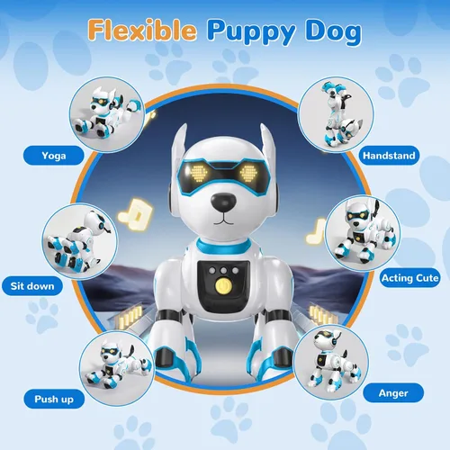 Vista 3 de OKK Perro Robot para Niños, Perro de Control Remoto y Toque con Interacción por Voz, Robot Programable con Show de Imitación, Perro Electrónico que