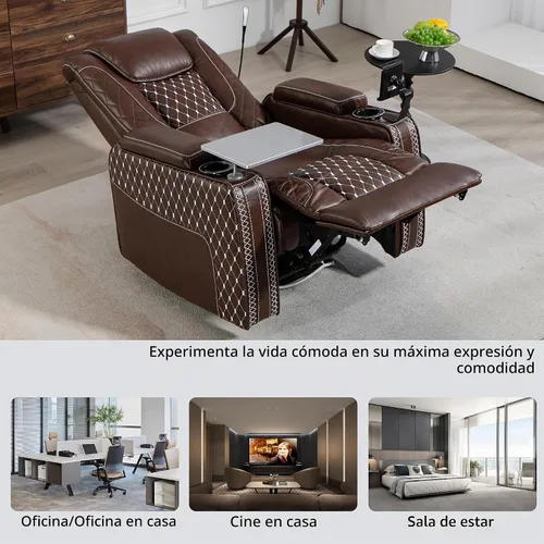 Vista 7 de JIKFRIMA Power Zero Gravity - Silla reclinable para adultos, de cuero transpirable, asiento de cine en casa ajustable con portavasos inteligentes