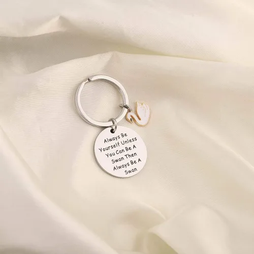 Vista 3 de ENSIANTH Llavero de cisne, regalo de cisne, diseño de cisne, regalo inspirador, joyería positiva de animales