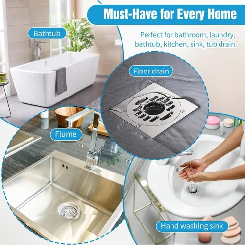 Vista 7 de Atrapasador de pelo desechable para drenaje de ducha, calcomanías de malla de 4 pulgadas para baño (20 unidades)