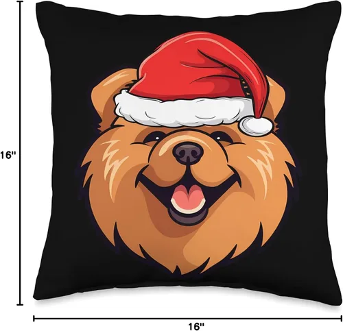 Vista 4 de Chow Chow Christmas Gifts by J Chow - Almohada navideña para cachorros, 16 x 16 pulgadas, multicolor