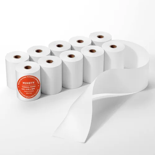 Vista 20 de MUNBYN 2 1/4" x 50' Papel Térmico para Recibos (5 Rollos), Papel de Recibo de 58mm Libre de BPA Se Adapta a Todas las Mini Impresoras Térmicas POS