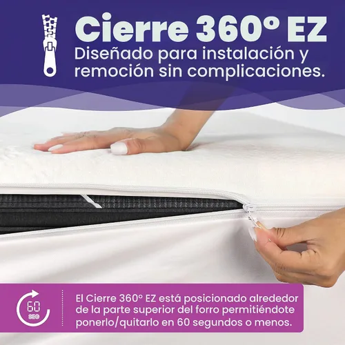 Vista 3 de Funda de colchón impermeable de Slumberfy Protector de colchón hipoalergénico de bambú Funda de colchón de tamaño individual con cremallera - 39