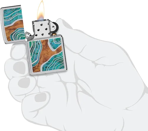 Vista 5 de Zippo Encendedor: madera de fusión y diseño de carcasa - Cromo pulido alto 46118