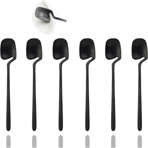 Vista 13 de JASHII Juego de cubiertos de acero inoxidable de 24 piezas con acabado satinado para 6 vajillas, apto para lavavajillas (negro mate)