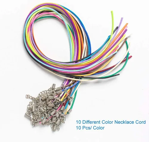 Vista 3 de Selizo 100 cuerdas para collar con cierre a granel para hacer joyas y pulseras, multicolor