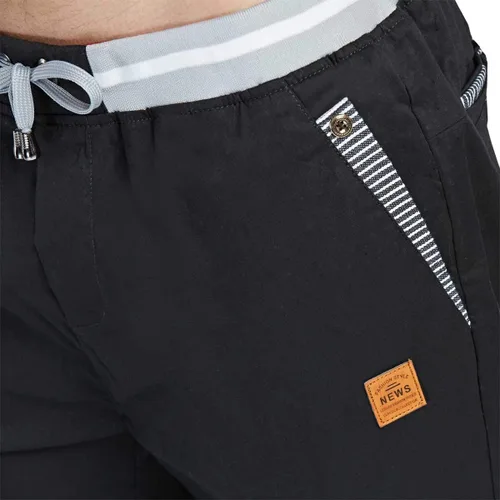 Vista 6 de JustSun Pantalones cortos para hombre, estilo casual, de algodón, con cintura elástica y bolsillos Negro
