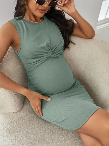 Vista 4 de Verdusa Vestido de maternidad para mujer, sin mangas, ajustado, tipo lápiz, sin mangas