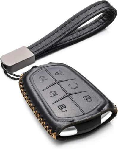 Vista 8 de Vitodeco Funda de piel auténtica para llavero inteligente, compatible con Cadillac XT4, XT5, XT6 (2019-2025), 5 botones, color negro