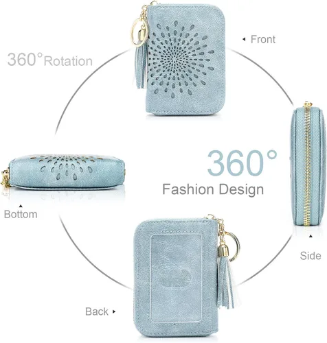 Vista 2 de APHISON RFID - Porta tarjeta de crédito con cremallera carteras pequeñas para mujer en cuero estilo girasol para mujer y niña caja de regalo 1927
