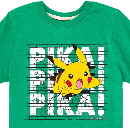 Vista 3 de HYBRID APPAREL - Pokémon - Pika Wall - Camiseta gráfica de manga corta juvenil