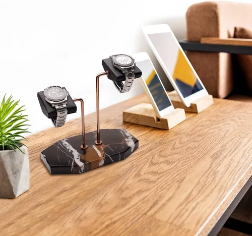 Vista 6 de UEDA Soporte de reloj hecho a mano base de mármol natural soporte de exhibición de relojes para hombres y mujeres soporte de joyería lujoso