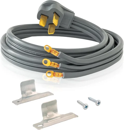 Vista 7 de Eastman Cable eléctrico de 3 puntas, 40 amperios, 4 pies de longitud, gris, 61256