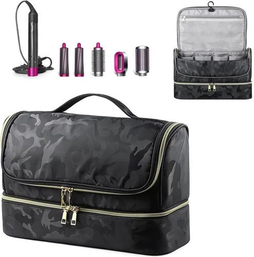 Vista 9 de Funda de viaje de doble capa para Dyson Airwrap, funda de transporte de viaje Shark Flexstyle, bolsa de almacenamiento portátil impermeable