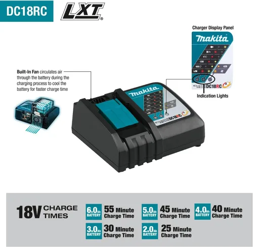 Vista 5 de Makita XT297T 18V LXT® Kit de Combo Inalámbrico Sin Escobillas de Iones de Litio, 2 Piezas (5.0Ah)