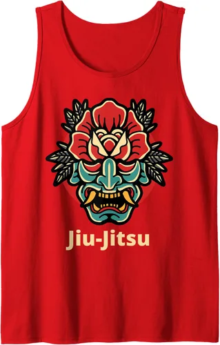 Vista 15 de Máscara de demonio de rosa japonesa Oni Mask jiu-jitsu Tank Top Negro