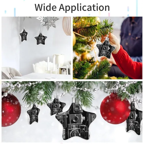 Vista 3 de Retro Cool Camera Collection - Adornos de estrella con forma de estrella, adornos de Navidad colgantes de Navidad, colgante reutilizable