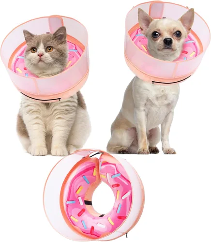 Vista 13 de Collar inflable para perro con forma de cono de perro con forma de dona de cuello suave mejorada antilamer para perros y gatos, collar de cono