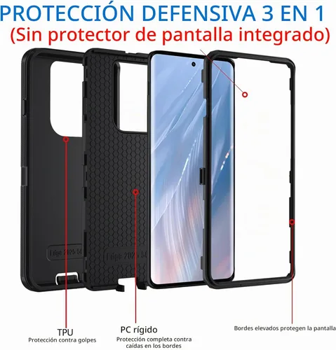 Vista 3 de Funda para Motorola Moto Edge 5G 2025, funda de teléfono resistente a prueba de golpes resistente protectora, 3 en 1 cubierta de parachoques (negro)
