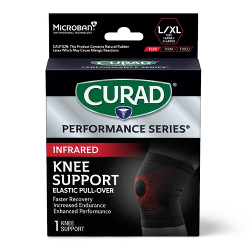 Vista 7 de CURAD Performance Series - Rodillera infrarroja, elástica, pequeña/mediana Elastic Knee Sleeve for Pain Management, Compression Support for