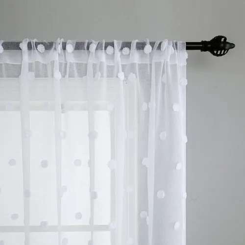 Vista 5 de KOUFALL Pom Pom Cortinas transparentes de puntos