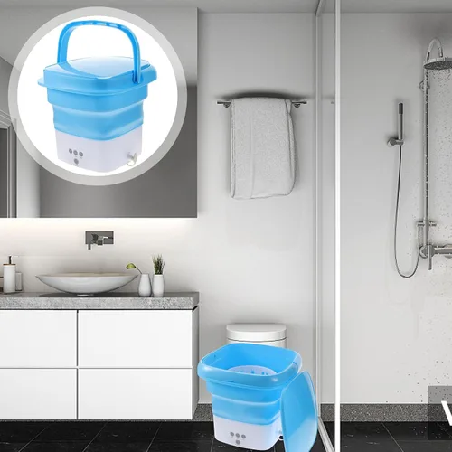 Vista 2 de VALICLUD Portable Mini Folding Washing Machine with High-power Motor Touchscreen Timer Compact Foldable Washer for Underwear and Clothes Lightweight