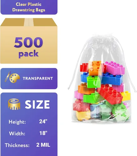 Vista 2 de APQ Clear Drawstring Bags ustom