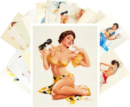 Vista 16 de PIXILUV Pinup Postal Pack 24pcs Vintage Pinup Sexy Girls Classic Sexy Girls