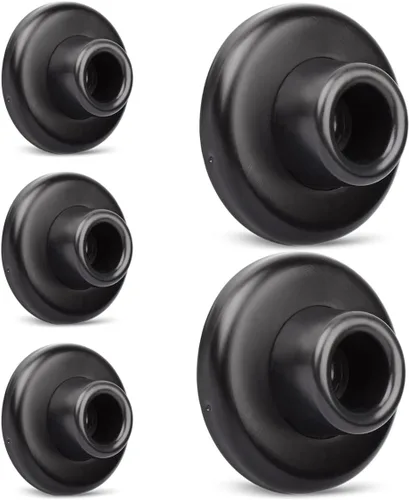 Vista 14 de Tope de Puerta de Pared Cóncavo Negro – Cubierta de Acero Inoxidable de 2-1/2" de Diámetro Exterior con Tope de Goma Negro de 1-1/8" – Fácil