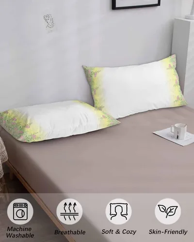 Vista 4 de Fundas de almohada de tamaño King con hojas verdes, rosas, flores, fundas de almohada suaves decorativas para sofá de cuerpo largo, con cierre