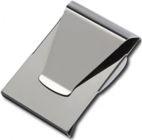 Vista 3 de billetera y tarjetero doble con clip para billetes y tarjetas de crédito, Plateado