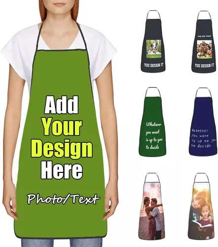 Vista 26 de Delantal Personalizado, Diseña Tu Propio Delantal de Cocina para Cocinar, Sube Tus Fotos Favoritas Logo, Añade Cualquier Nombre o Texto